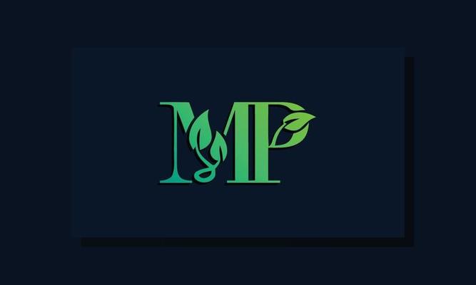 Minimal leaf style Initial MP logo