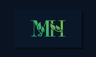 Minimal leaf style Initial MH logo vector
