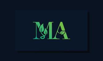 logotipo de ma inicial de estilo de hoja mínima vector