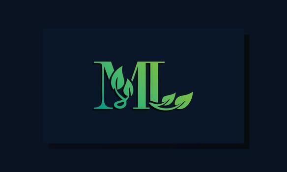 Minimal leaf style Initial ML logo vector