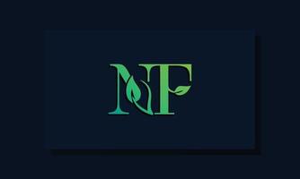 logotipo de nf inicial de estilo de hoja mínima vector