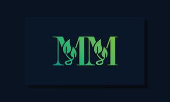 logotipo de mm inicial de estilo de hoja mínima vector