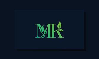 Minimal leaf style Initial MK logo vector