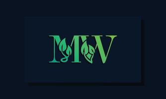 logotipo de mw inicial de estilo de hoja mínima vector