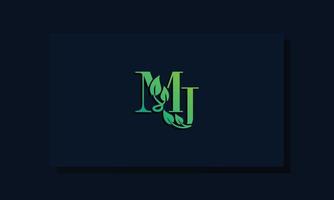 Minimal leaf style Initial MJ logo vector