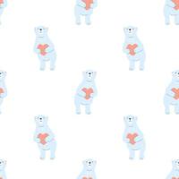 Hand drawn cute polar bear seamless pattern vector