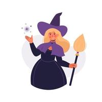 Young witch concept in flat design