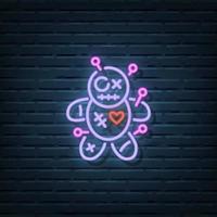 Voodoo Doll Neon Sign vector