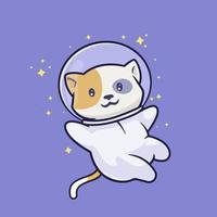 lindo gato astronauta flotando en el espacio vector