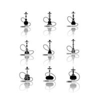 Hookah drop shadow black glyph icons set vector