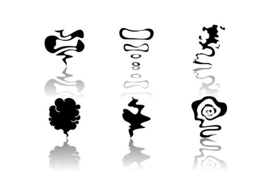 Odor drop shadow black glyph icons set