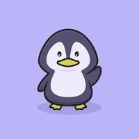 linda ilustración de personaje de pingüino, diseño de mascota vector