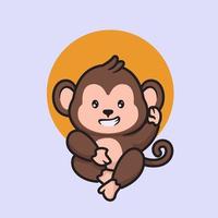 cute cartoon monkey waving, monkey mascot design vector