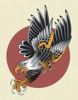 tatuaje de águila tradicional vector