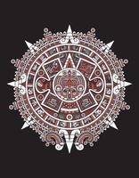 aztec calendar red vector