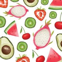 Set of watercolor painted fruits. Hand drawn vector