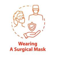 Wearing surgical mask concept icon vector