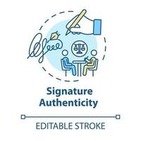 Signature authenticity concept icon vector