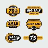 Gradient yellow black sale badges collection template vector