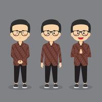 personaje indonesio con varias expresiones. vector