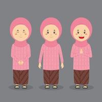 personaje indonesio con varias expresiones. vector