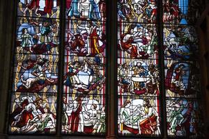 Cologne, Germany 2017- Stained glass windows in St Peter's Cathedral photo