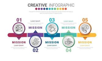 Plantilla de diseño infográfico con opción de números 5. vector