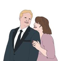 una pareja que se lo pasa en grande, la esposa abraza al marido, la gente de la ilustración vector