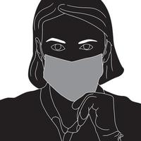 women wearing a  mask character silhouette on white background vector