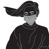 Personas con máscara coronavirus silueta sobre fondo blanco. vector
