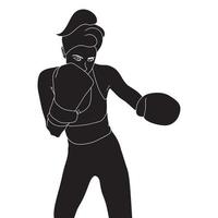 silueta - boxeadora plana ilustrada sobre fondo blanco. vector