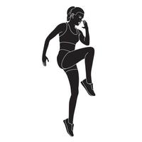 Silueta - modelo de atleta femenina ilustrada en backgroind blanco vector