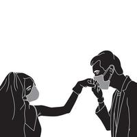 men kissing women's hand character silhouette on white background vector