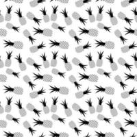 monochrome Pineapple pattern, hand-drawn flat pineapple repeat vector