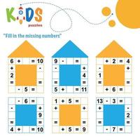 Fill in the missing numbers, printable math worksheet vector