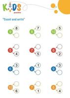 contar y escribir. hoja de trabajo de matemáticas imprimible vector