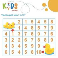 Printable number maze. Find the path from 1 to 10. vector