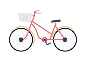 Bicicleta con cesta objeto vectorial de color semi plano vector