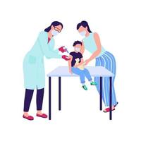 Kid getting covid vaccine semi flat color vector characters