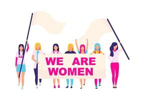 Supporting women movement flat concept vector illustration