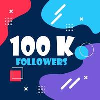 Design 100k followers with memphis element vector