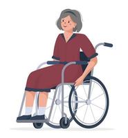 anciana discapacitada en silla de ruedas vector