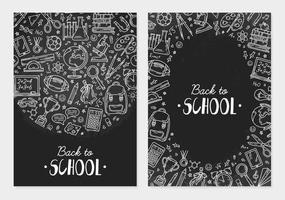 Back to School flyer with icons on a blackboard vector