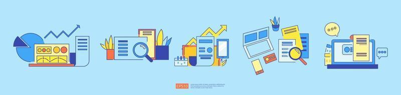 accounting document data report concept set for business statistics vector