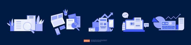 accounting document data report concept set for business statistics vector