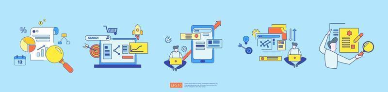 document data report concept for investment analysis set vector