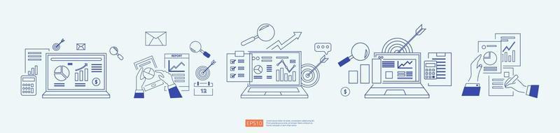 chart document data report concept for business statistics set
