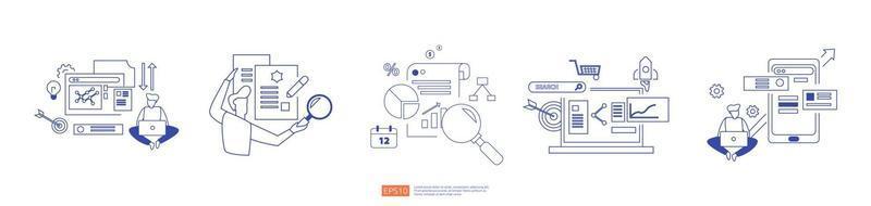 document data report concept for investment analysis set vector