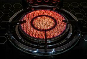 Infrared radiation technology on ceramic pattern of gas stove photo