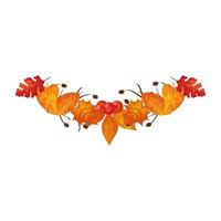 decoration autumn leafs with fruits isolated icon vector